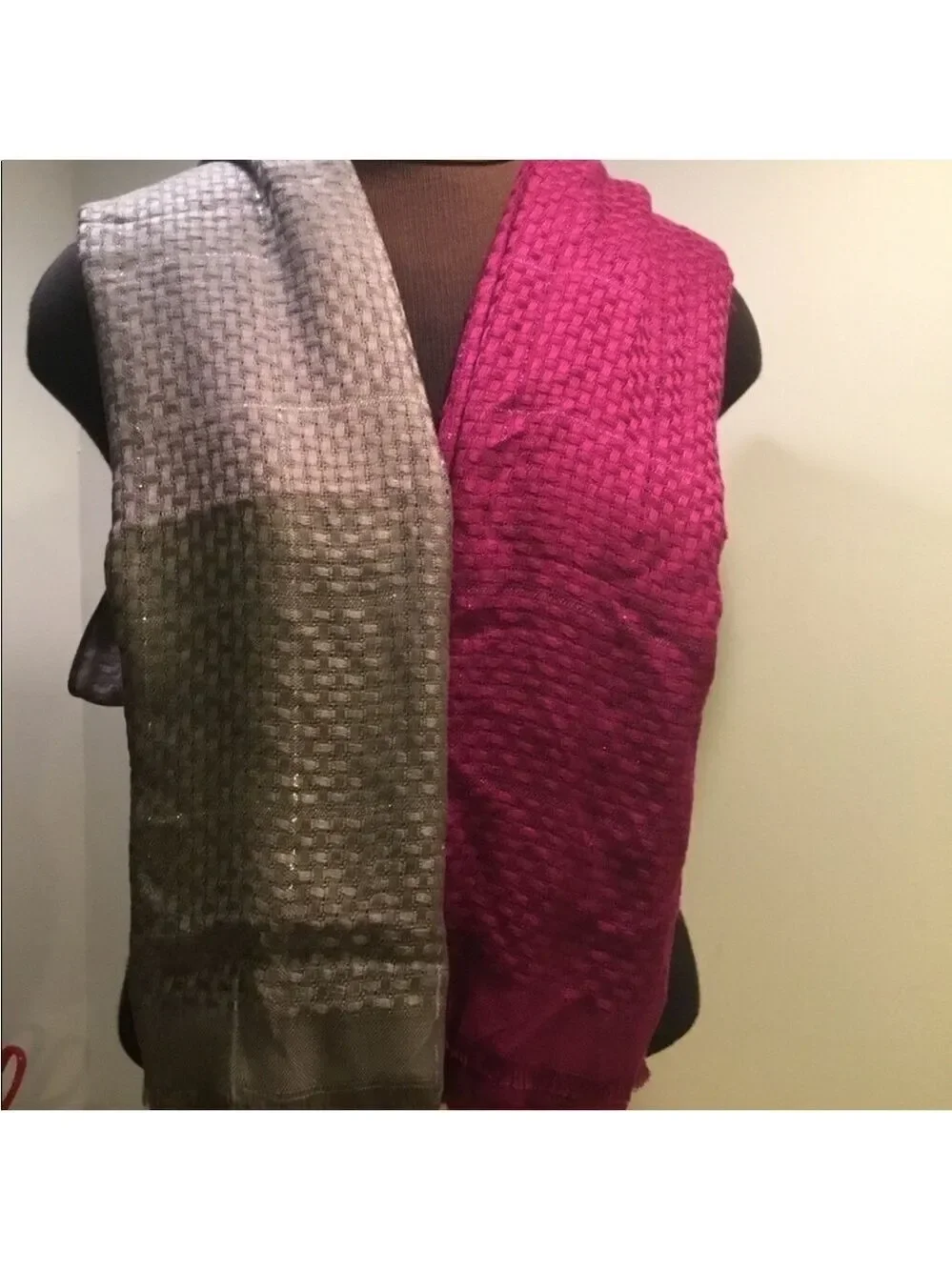 Apt 9 Basket Weave Lurex Pashmina oblong scarfs set of two purple & gray